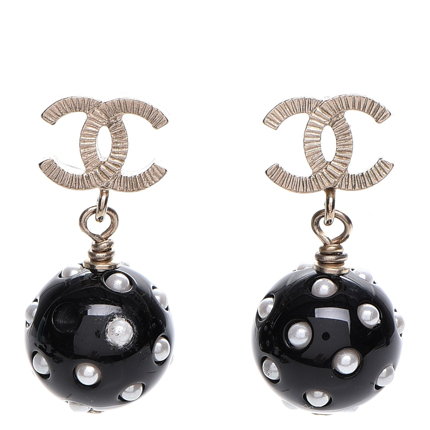 Resin CC Drop Earrings Gold Black White