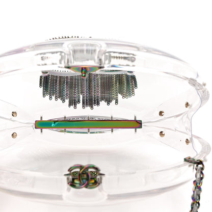 Chanel Plexiglass Iridescent Chain Fringe CC Clutch Clear 5 of 9