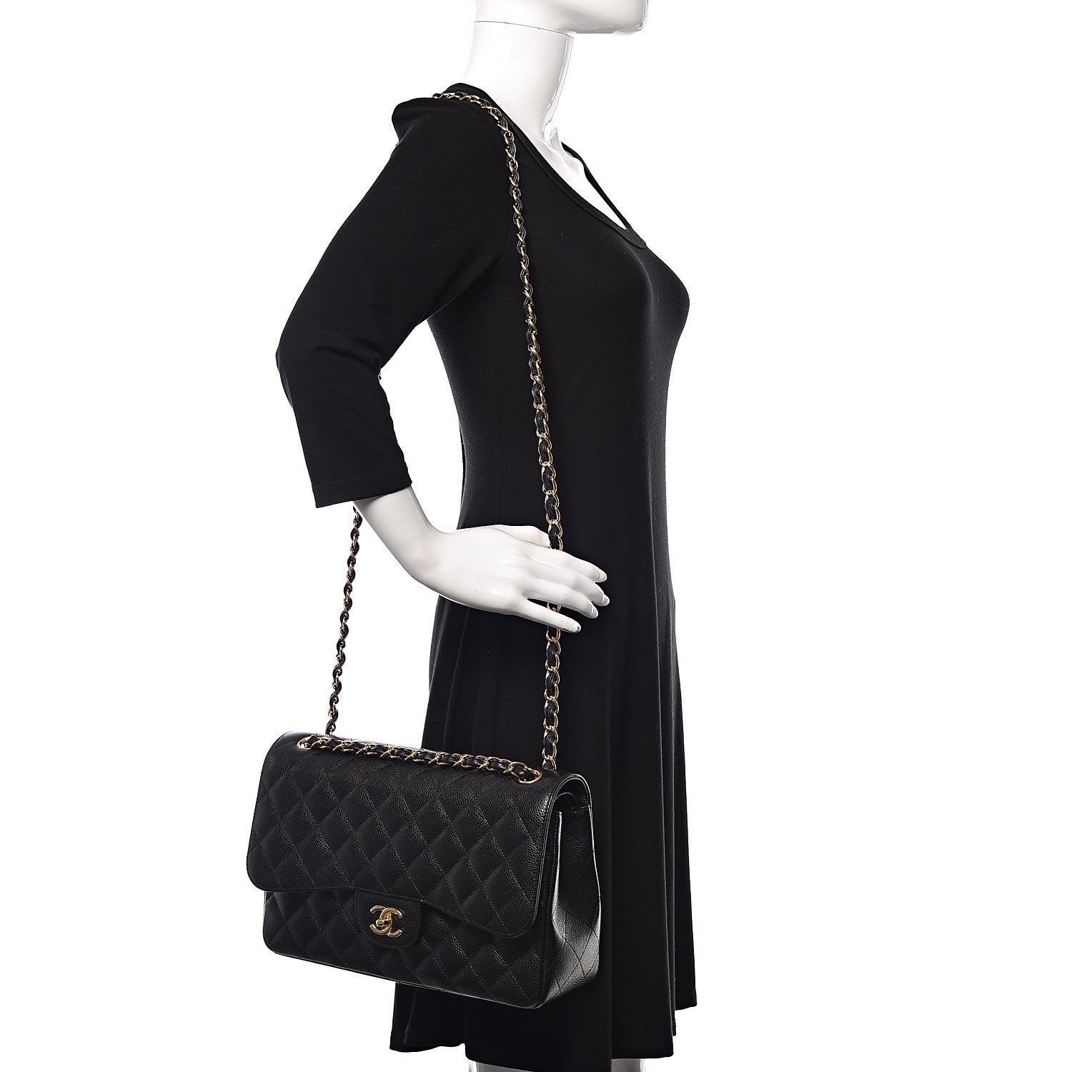 Chanel Caviar Quilted Jumbo Double Flap Black 2 of 11