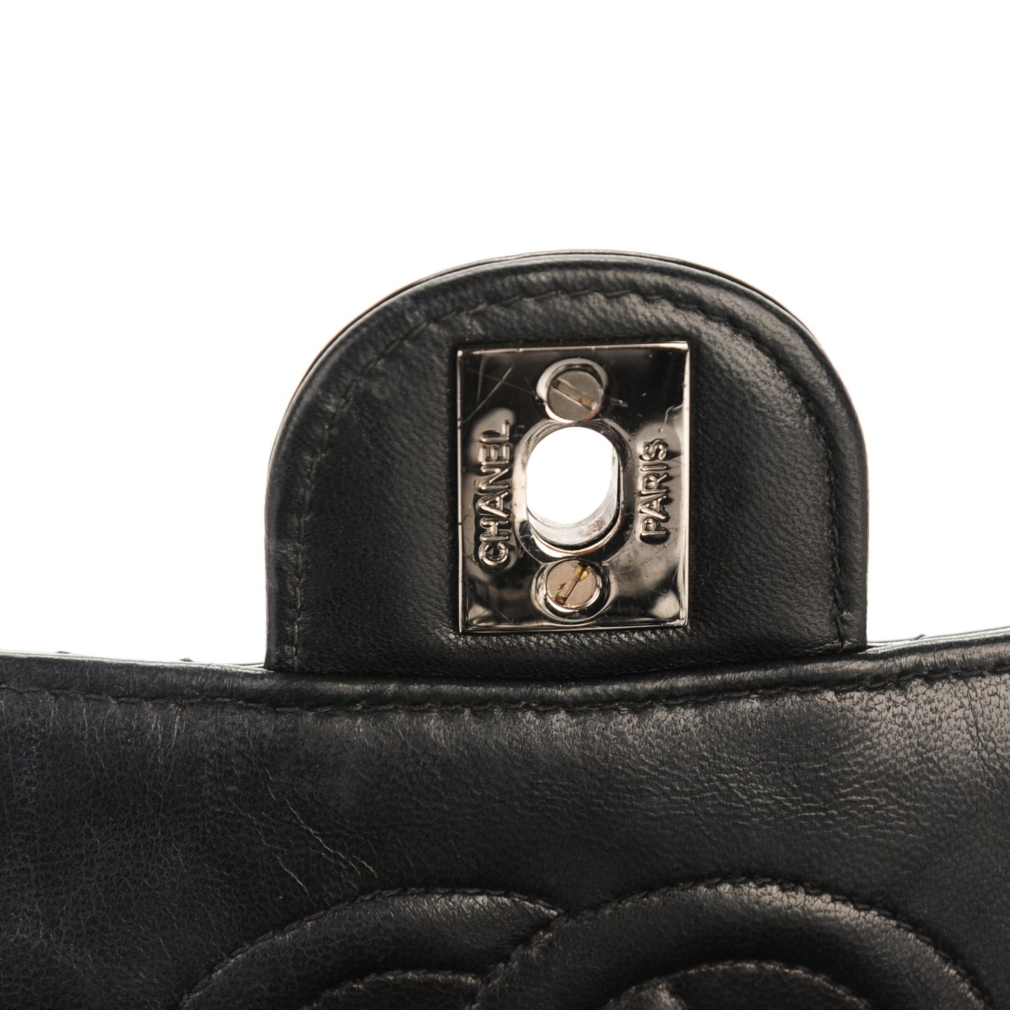 Patent Calfskin Quilted Mini Square Flap Black