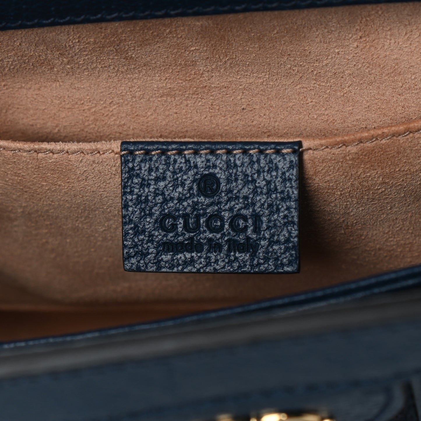 Textured Calfskin Web Small Ophidia Chain Shoulder Bag Blue Agata