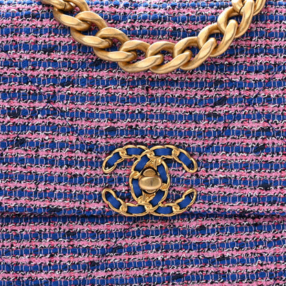 Chanel Tweed Quilted Medium Chanel 19 Flap Blue Pink 7 of 9
