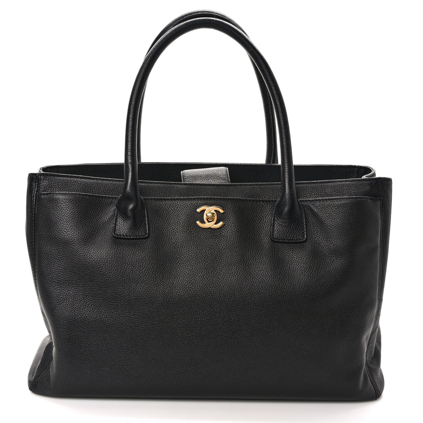 Calfskin Cerf Executive Shopper Tote Black