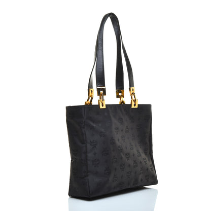 MCM Nylon Monogram Tote Black 3 of 8
