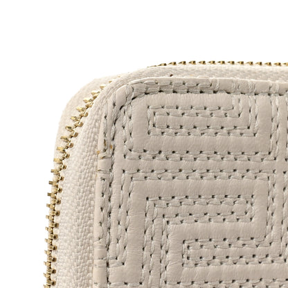 Versace Calfskin Icon Quilted Compact Zip Around Wallet White 7 of 7