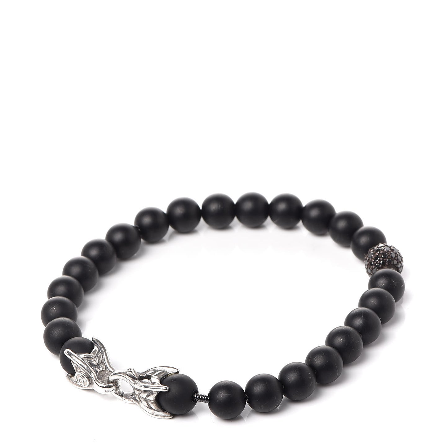 Sterling Silver Black Diamond Onyx 8mm Spiritual Beads Bracelet