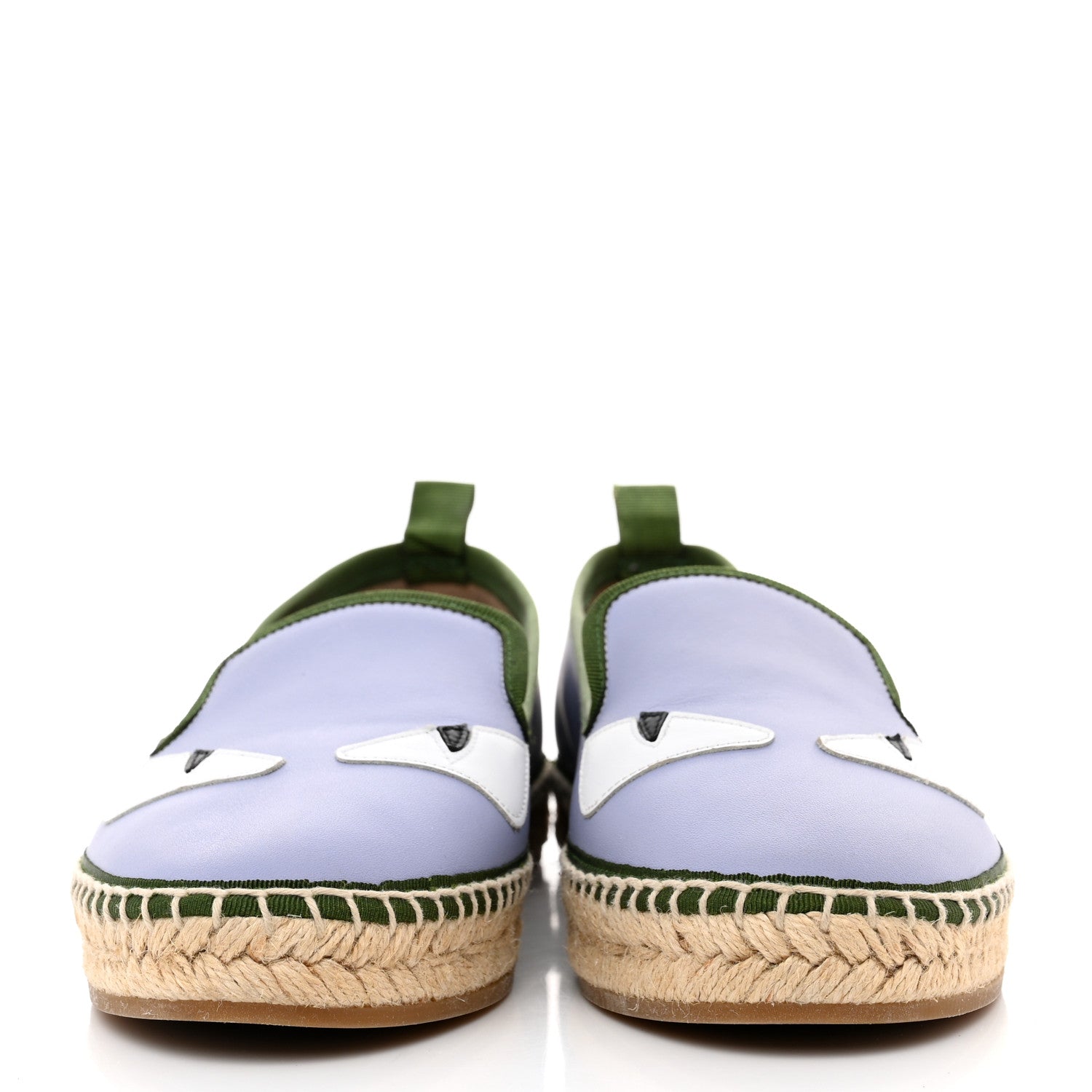Fendi Calfskin Monster Eyes Espadrille Moccasins 38.5 Purple Multicolor 2 of 7