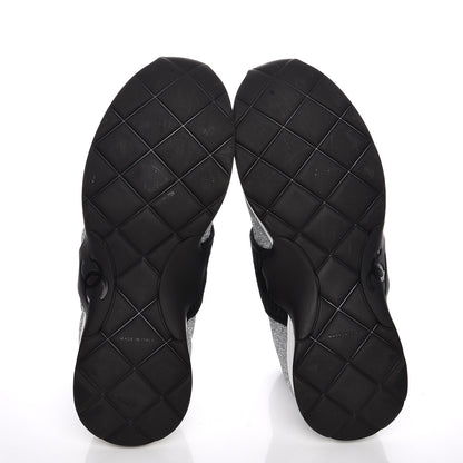 Chanel Glitter Stretch Fabric CC Sneakers 38.5 Black Silver 5 of 11