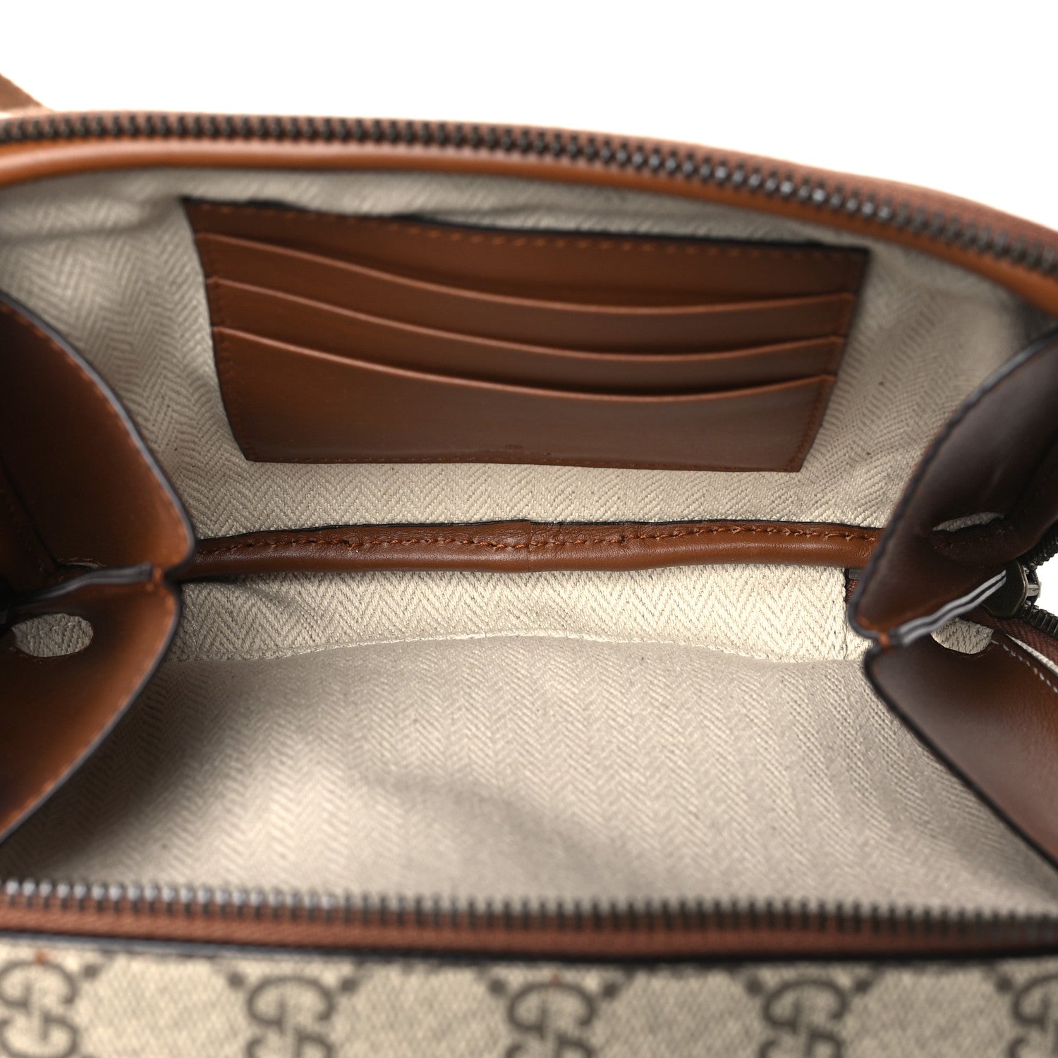 Gucci GG Supreme Monogram Textured Calfskin Emblem Mini Crossbody Beige Dark Brown 6 of 11