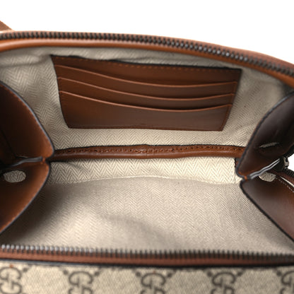 Gucci GG Supreme Monogram Textured Calfskin Emblem Mini Crossbody Beige Dark Brown 6 of 11