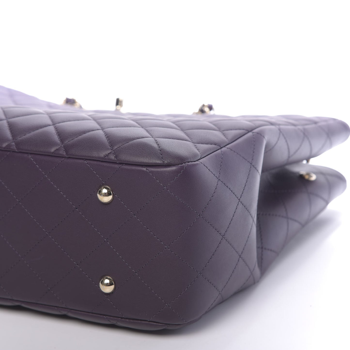 Lambskin Quilted Large Classic Shopping Tote Purple