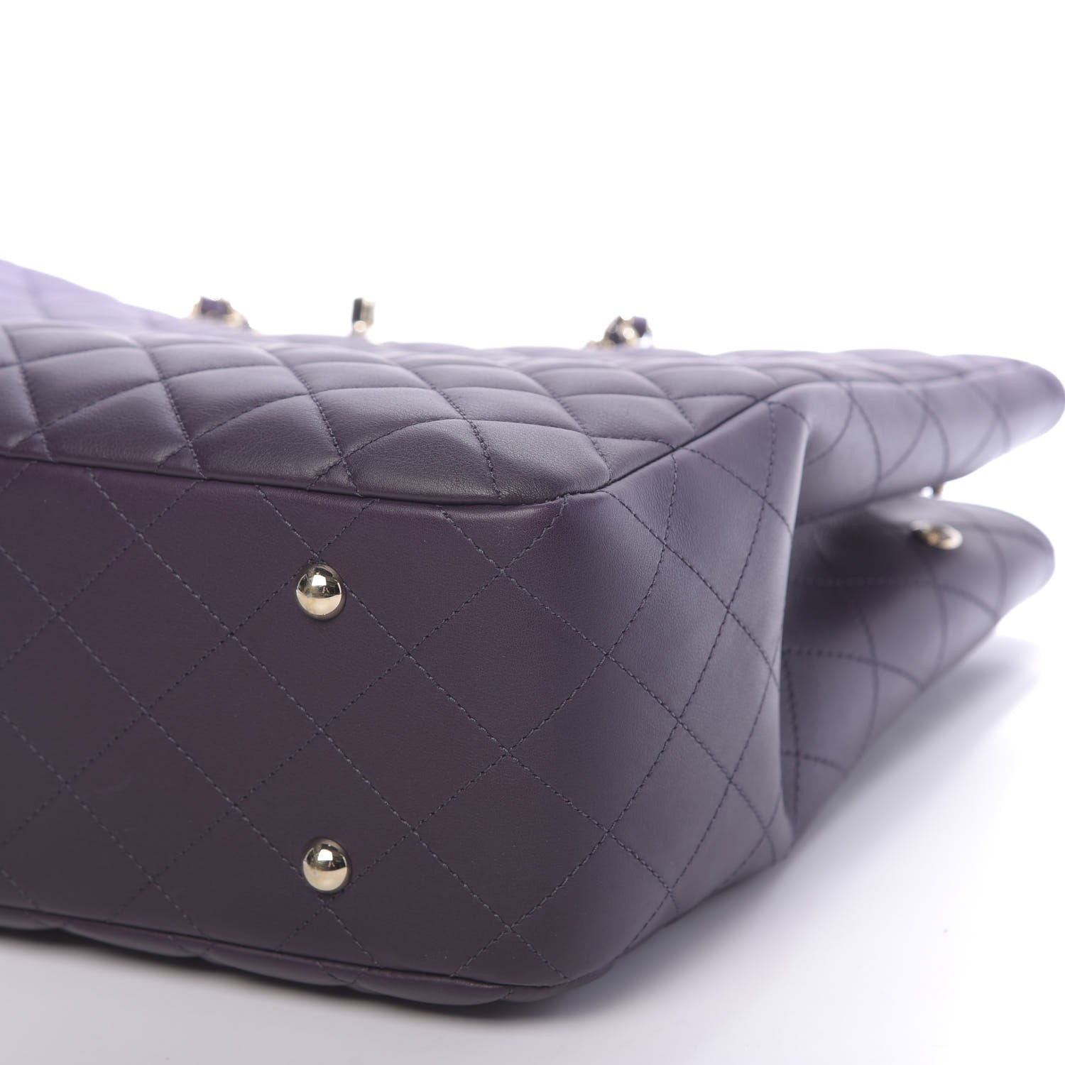 Chanel Lambskin Quilted Large Classic Shopping Tote Purple 10 of 10
