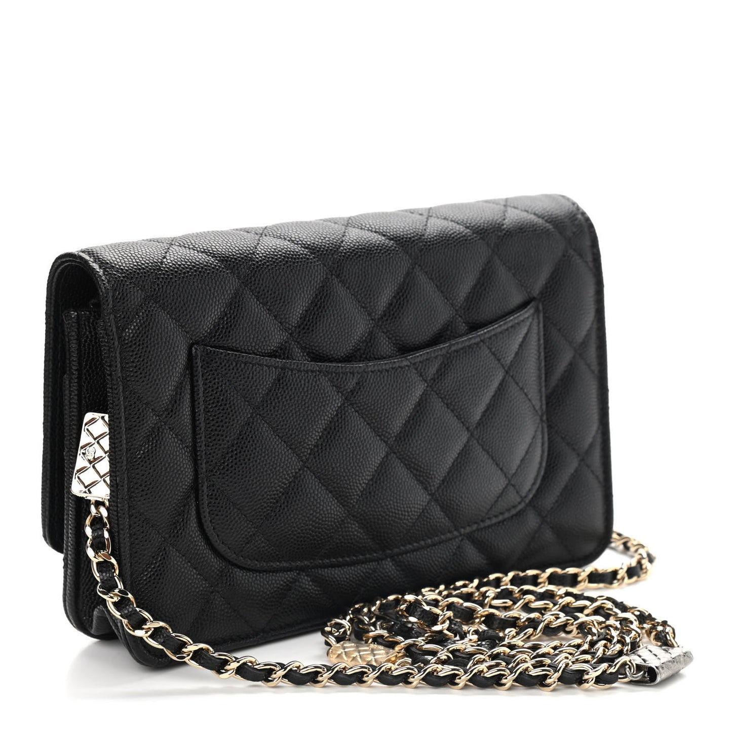 Caviar Quilted Wallet With Charms On Chain WOC Black
