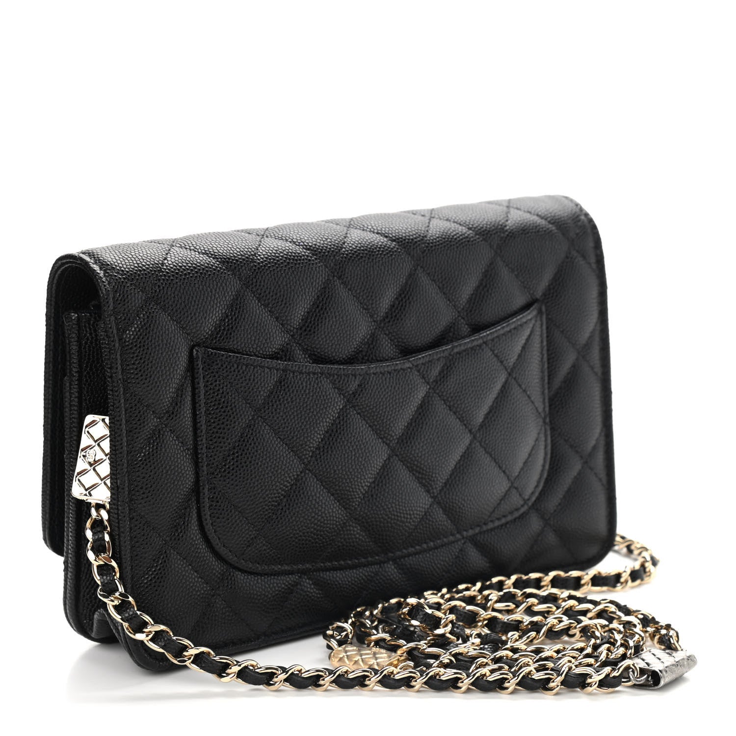 Chanel Caviar Quilted Wallet With Charms On Chain WOC Black 2 of 10
