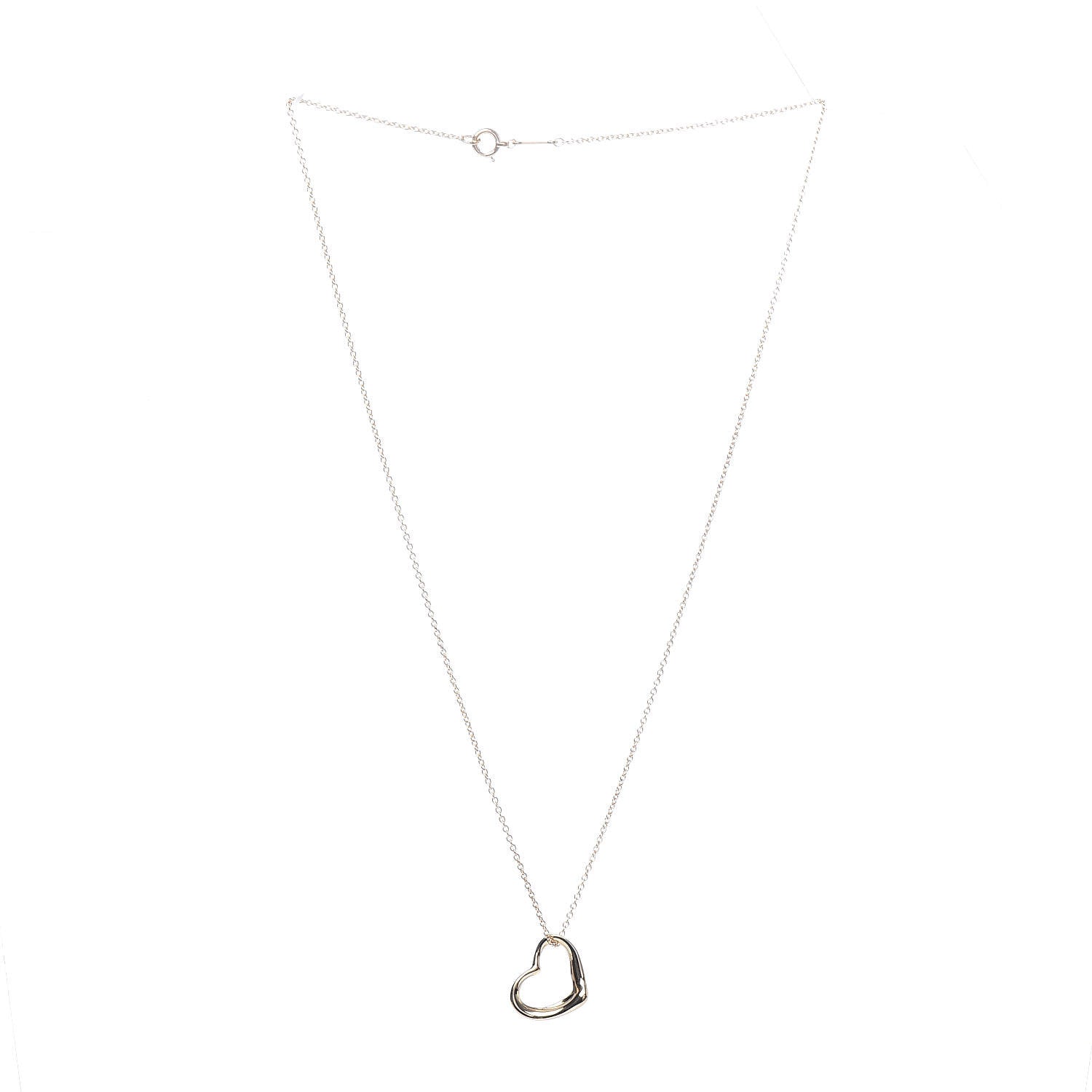 Tiffany 18K Yellow Gold Elsa Peretti Small Open Heart Pendant Necklace 3 of 8