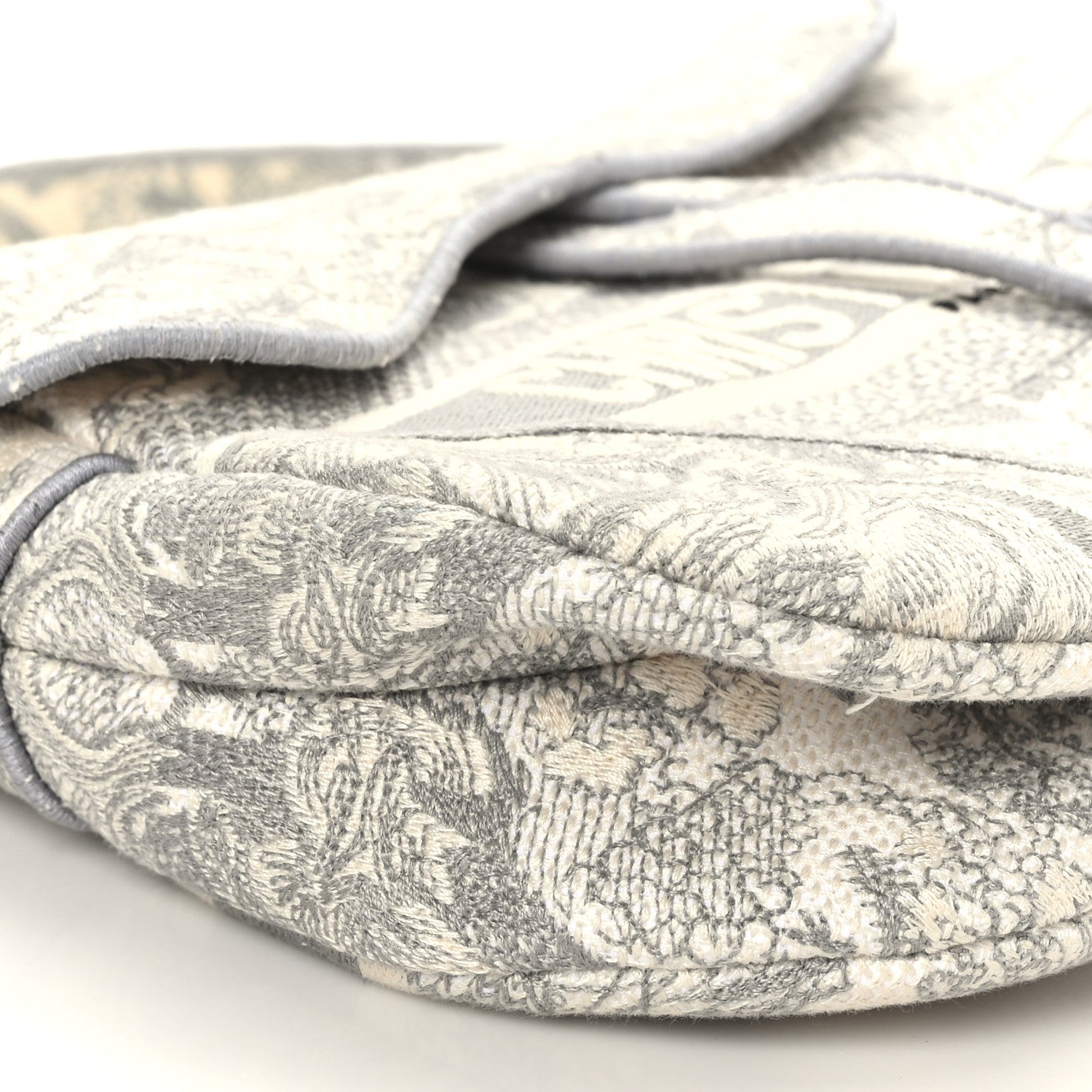 Christian Dior Canvas Embroidered Toile de Jouy Saddle Bag Gray 8 of 9