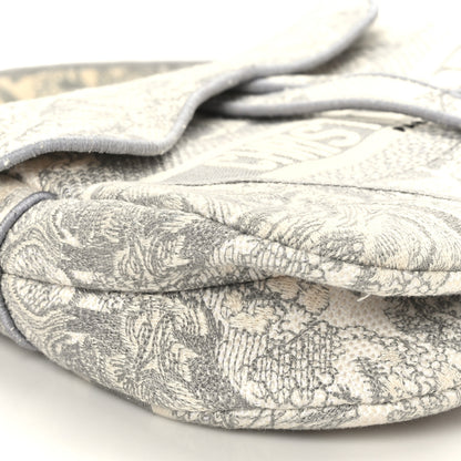 Christian Dior Canvas Embroidered Toile de Jouy Saddle Bag Gray 8 of 9