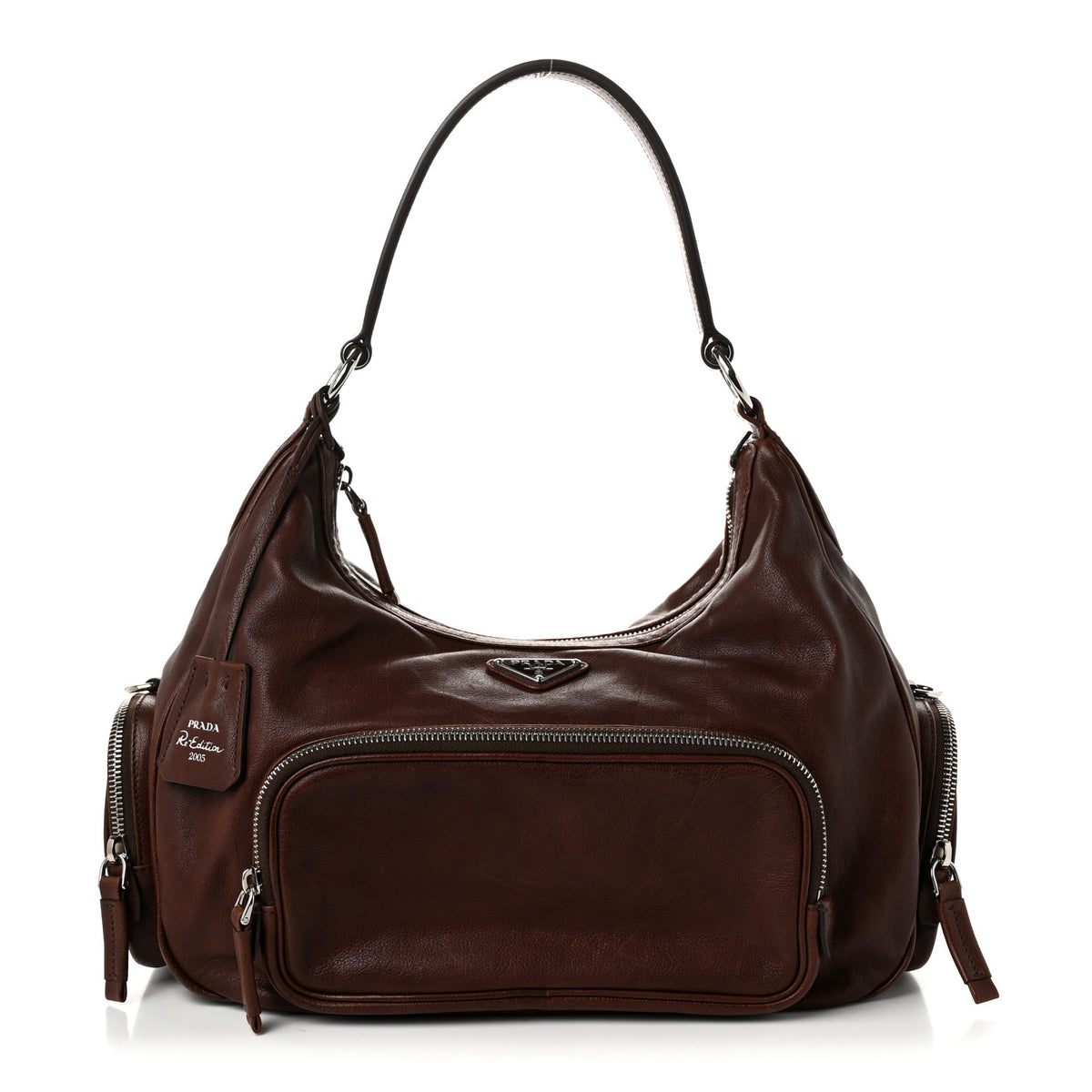 Prada Washed Calfskin Re-Edition 2005 Sacca Hobo Cocoa 1 of 9