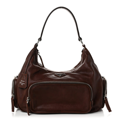 Prada Washed Calfskin Re-Edition 2005 Sacca Hobo Cocoa 1 of 9