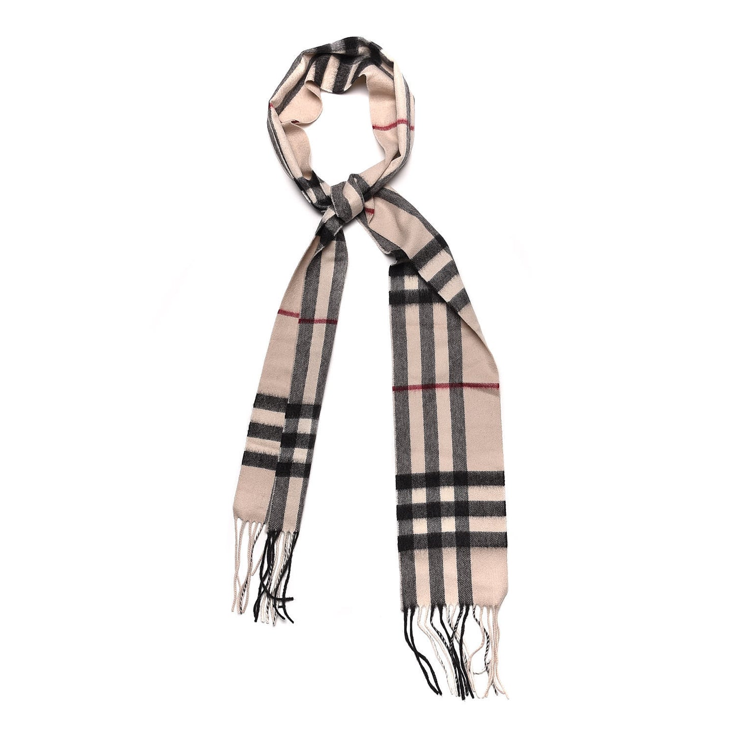 Cashmere Giant Check Skinny Scarf Stone
