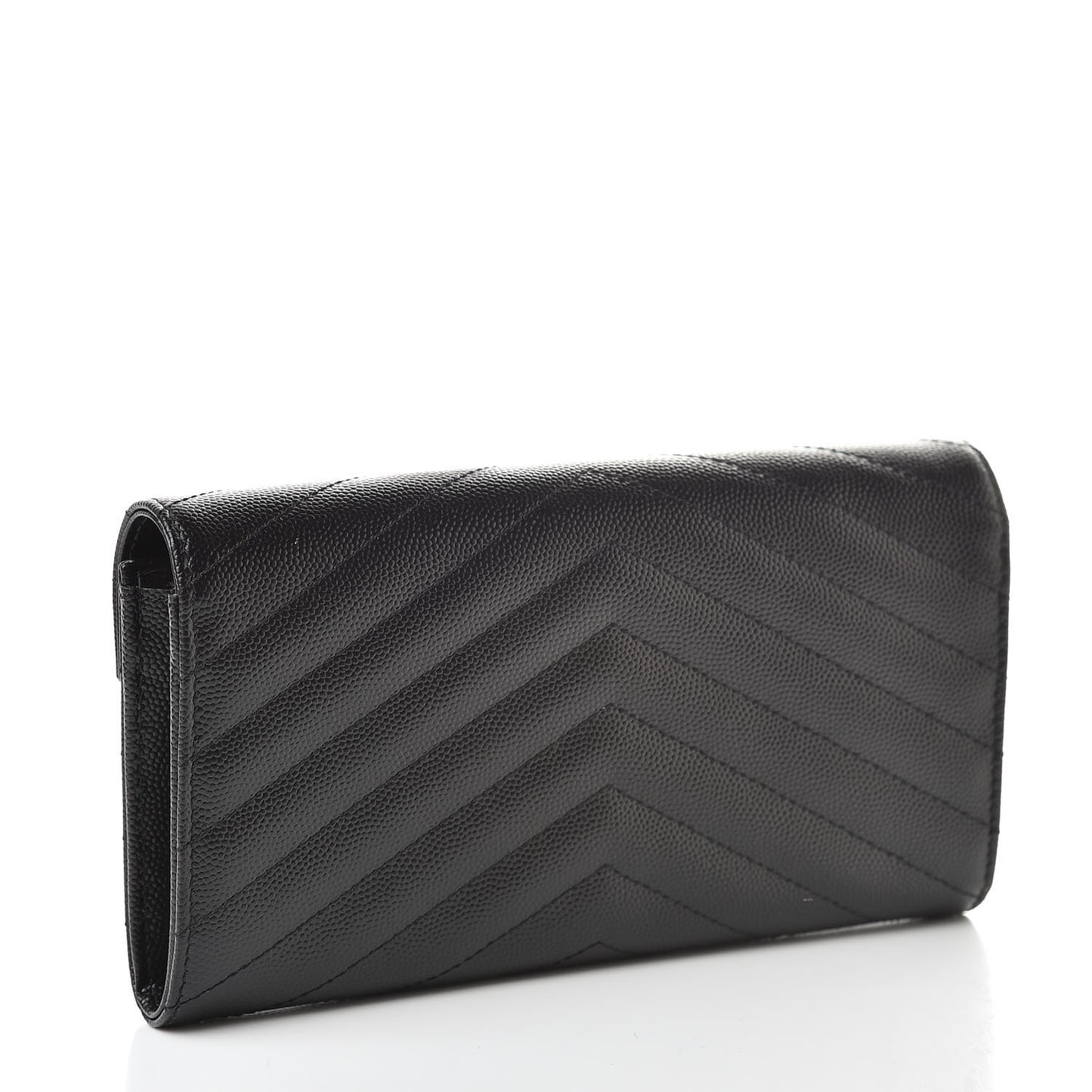 Grain De Poudre Matelasse Chevron Monogram Flap Wallet Black
