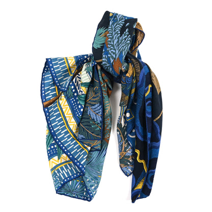 Hermes Cashmere Silk Acte III Scene I La Clairiere Shawl 140 Bleu Nuit Jaune 1 of 3