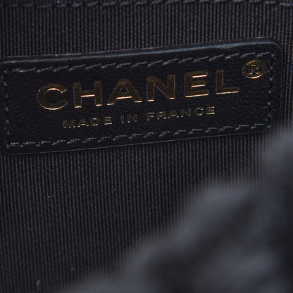 Chanel Shearling Tweed Quilted Mini Square Flap Bag Black White 6 of 9
