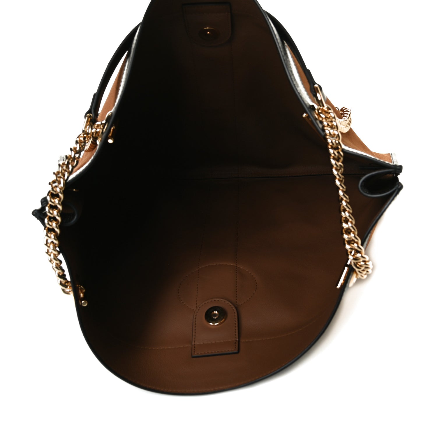 Suede Patent Large Rajah Chain Tote Nocciola Black