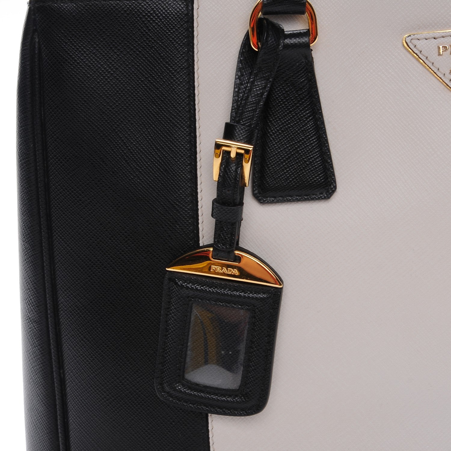 Prada Saffiano Lux Colorblock Medium Galleria Double Zip Tote Black Talco 11 of 11