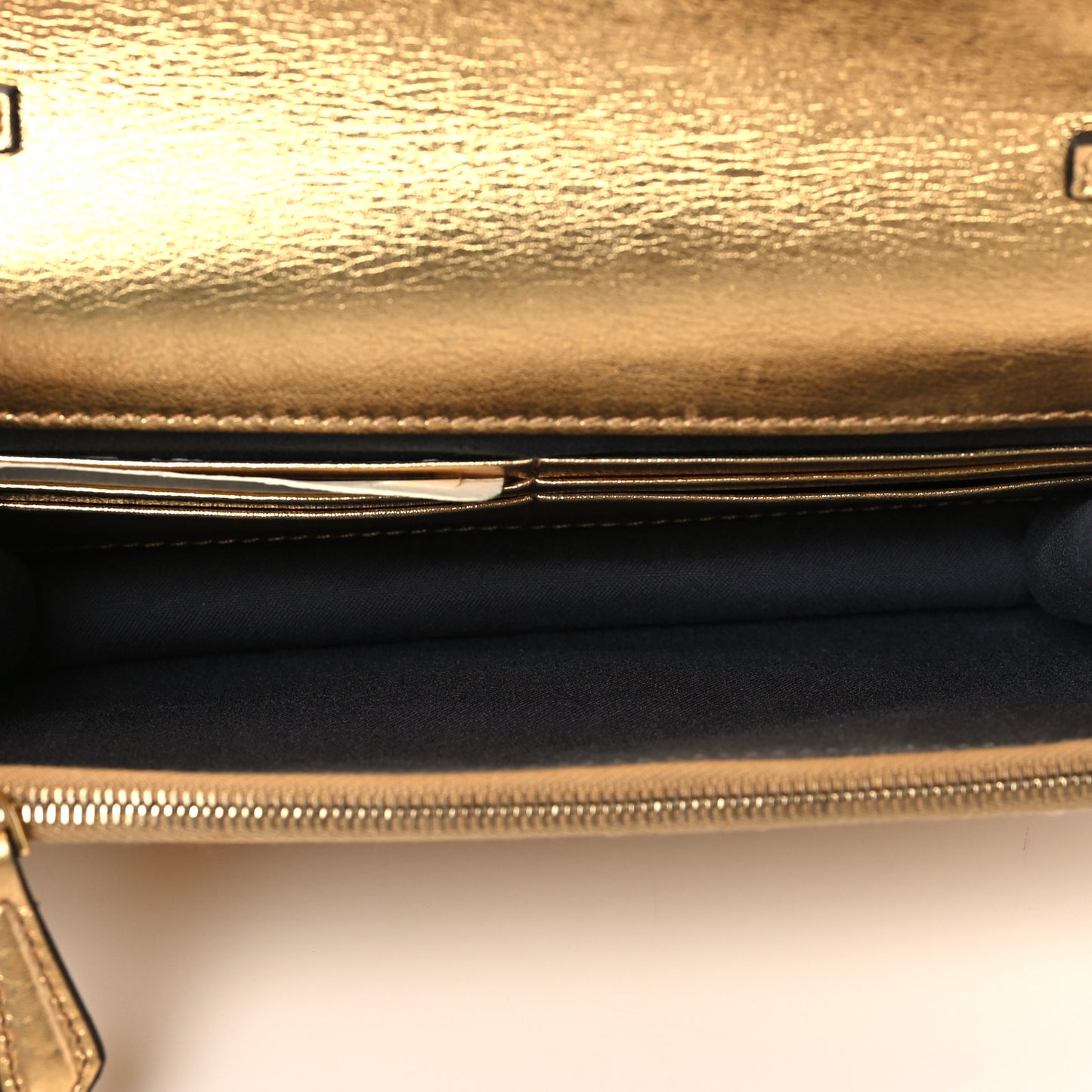 Vitello Catalan Mirror Flowerland Tube Wallet On Chain Gold