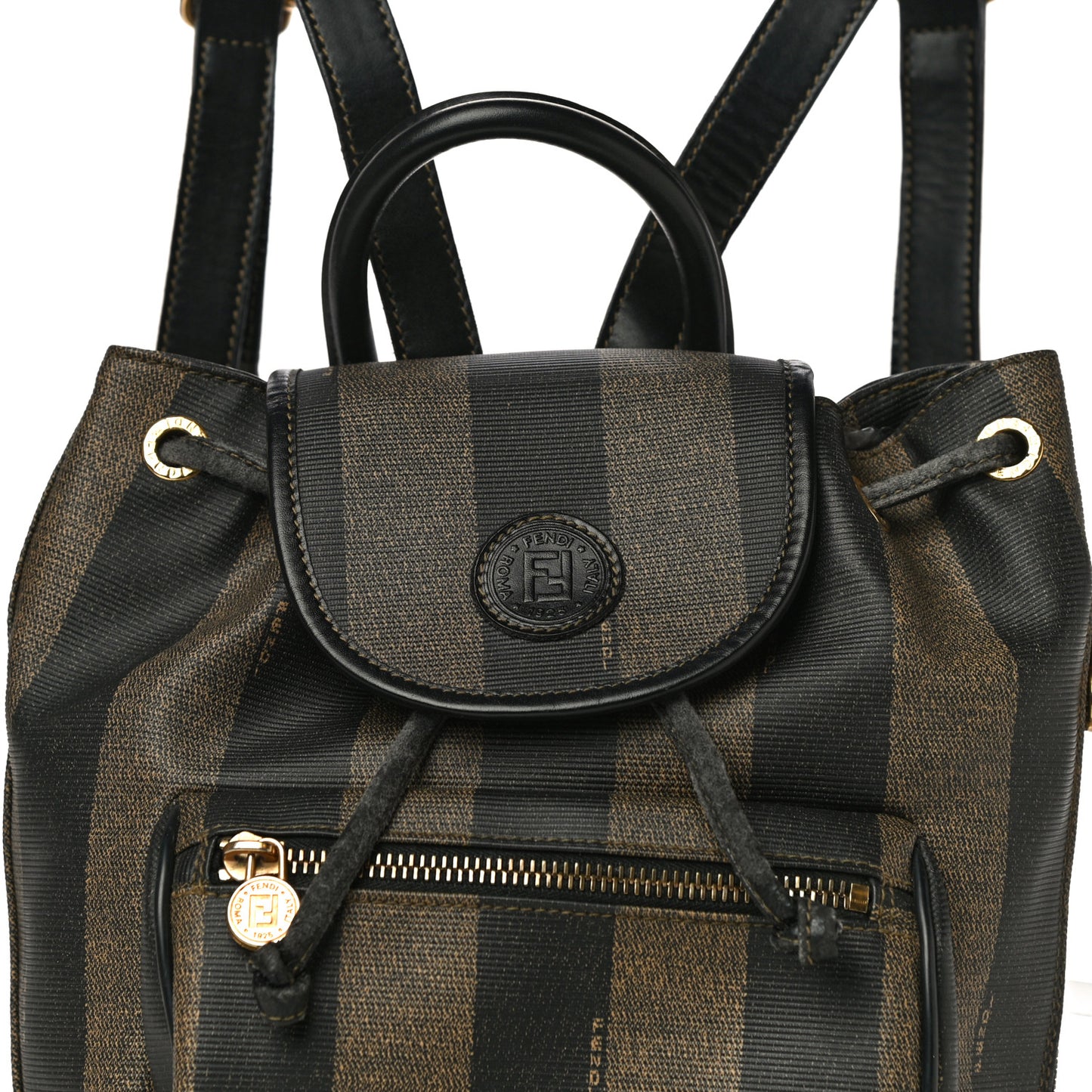 Coated Canvas Pequin Drawstring Backpack Tobacco