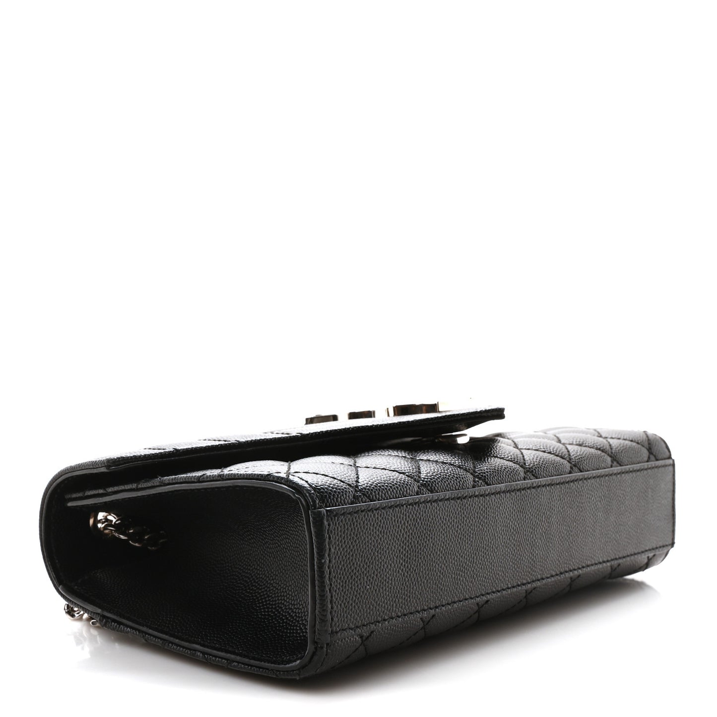 Grain De Poudre Textured Mixed Matelasse Triquilt Small Monogram Satchel Black