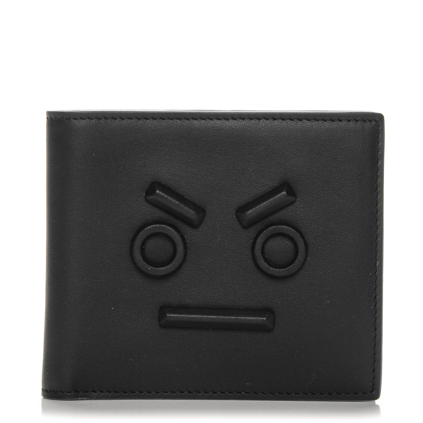 Vitello Century Face No Words Monochrome Bi-Fold Wallet Black
