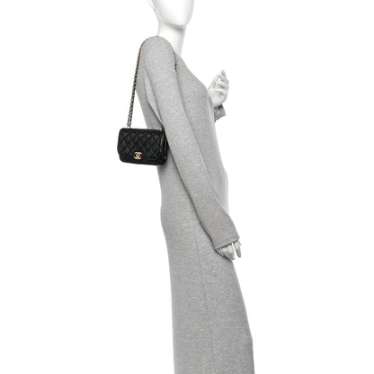 Chanel Shiny Lambskin Quilted Flap Phone Holder With Chain Black 2 of 13
