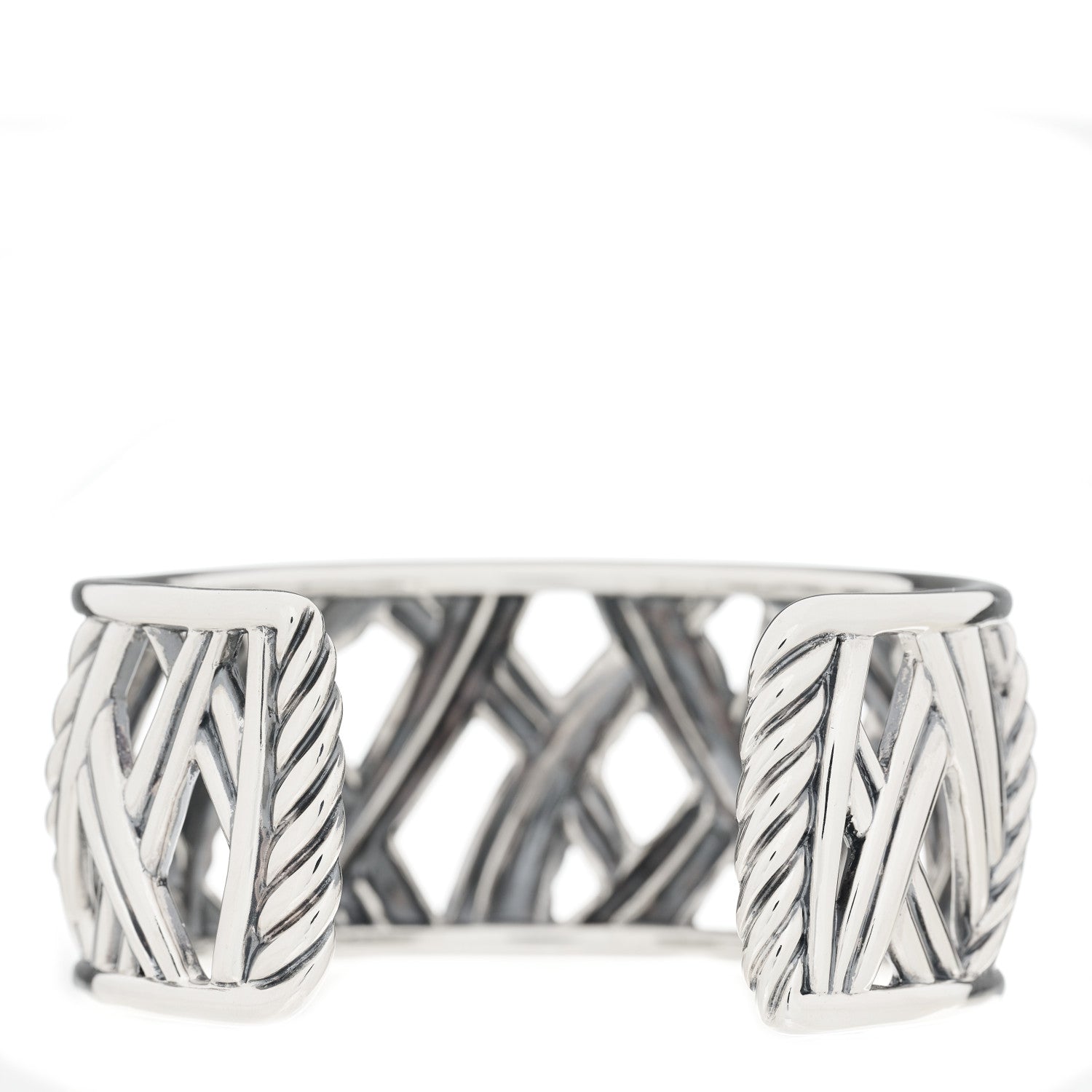 David Yurman Sterling Silver Diamond Papyrus Narrow Cuff Bracelet 2 of 3