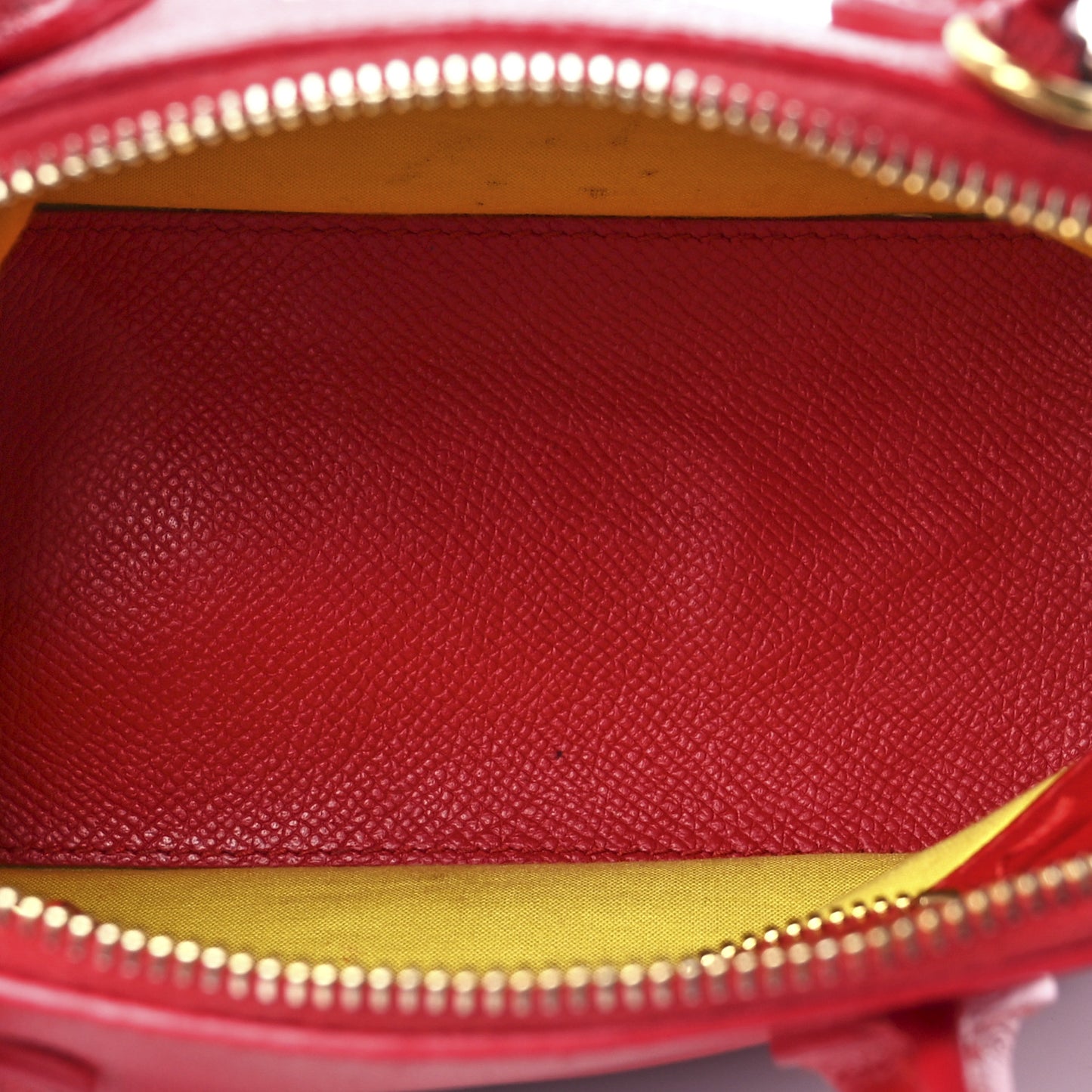 Signature Grained Calfskin Logo XXS Ville Top Handle Bag Rouge Coquelicot Black