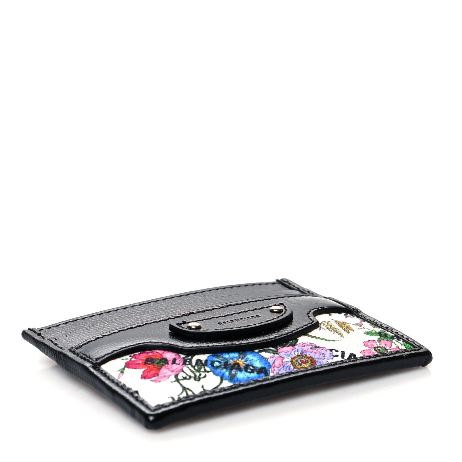 Balenciaga X GUCCI Canvas Azalea Calfskin Flora Logo Print Neo Classic Card Holder White Multicolor Black 4 of 7