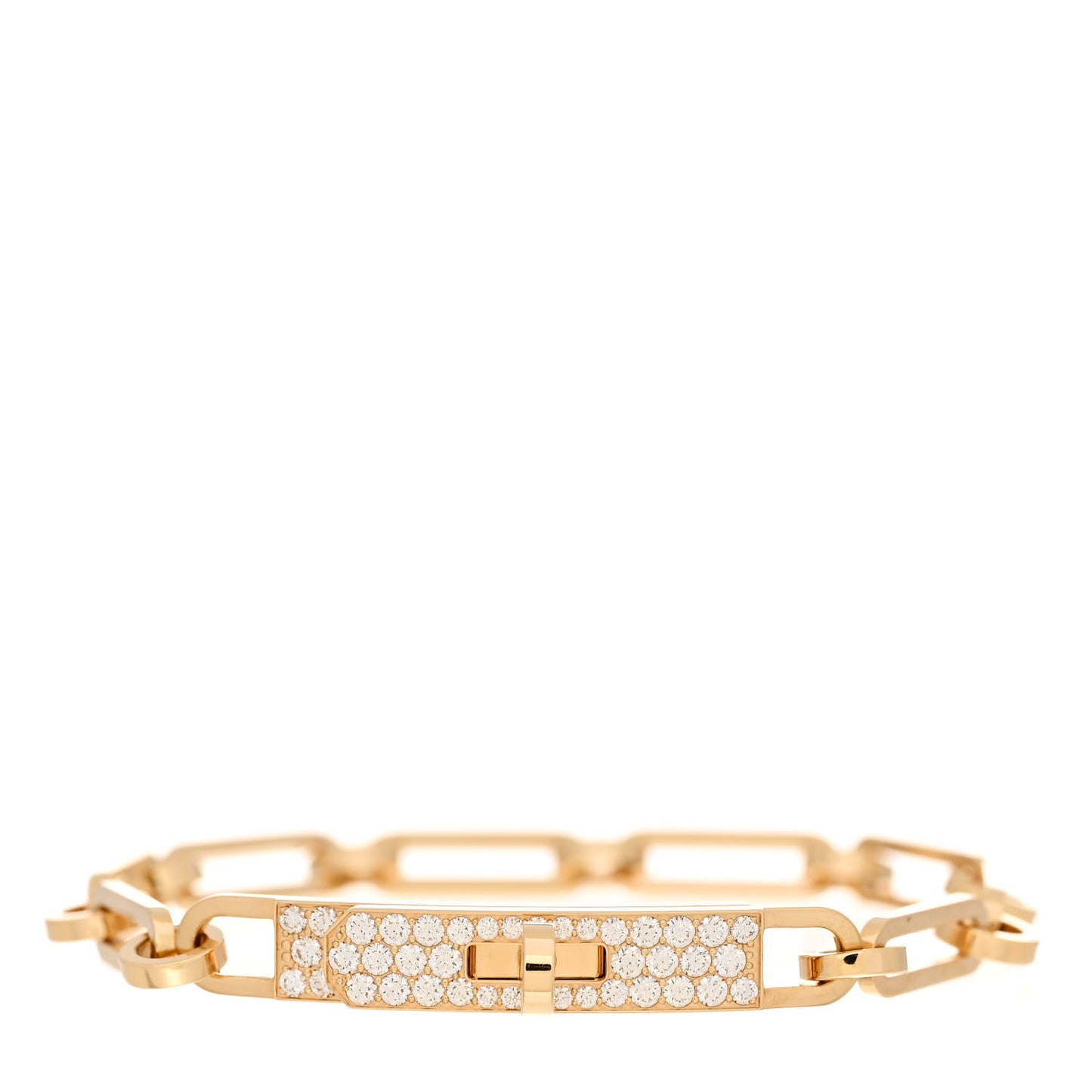 18K Yellow Gold Diamond Pave PM Kelly Chaine Bracelet XS