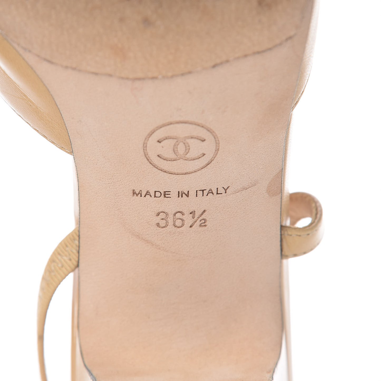 Lambskin Grosgrain Cap Toe CC Slingback Sandals 36.5 Beige Black