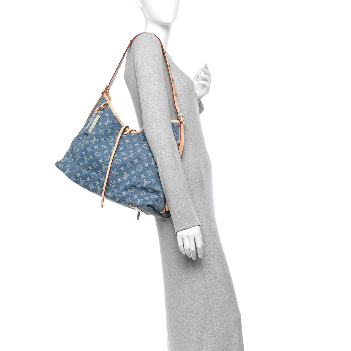 Louis Vuitton Monogram Denim CarryAll MM Blue 2 of 12