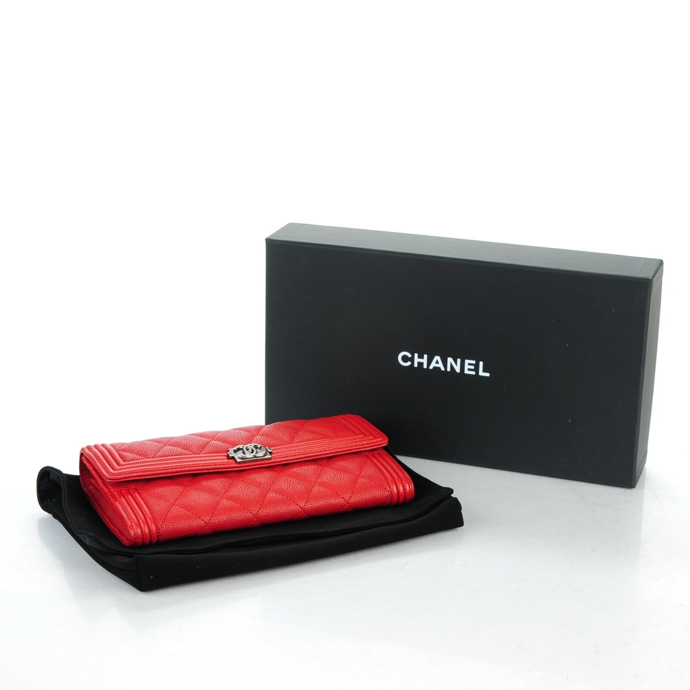 Chanel Caviar Quilted Boy Flap Wallet Red 4 of 8