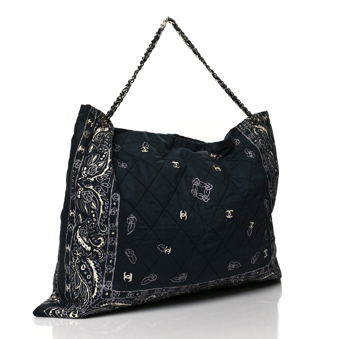 Cotton Quilted XXL Bandana Shopping Tote Blue