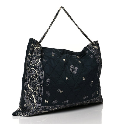 Chanel Cotton Quilted XXL Bandana Shopping Tote Blue 2 of 11