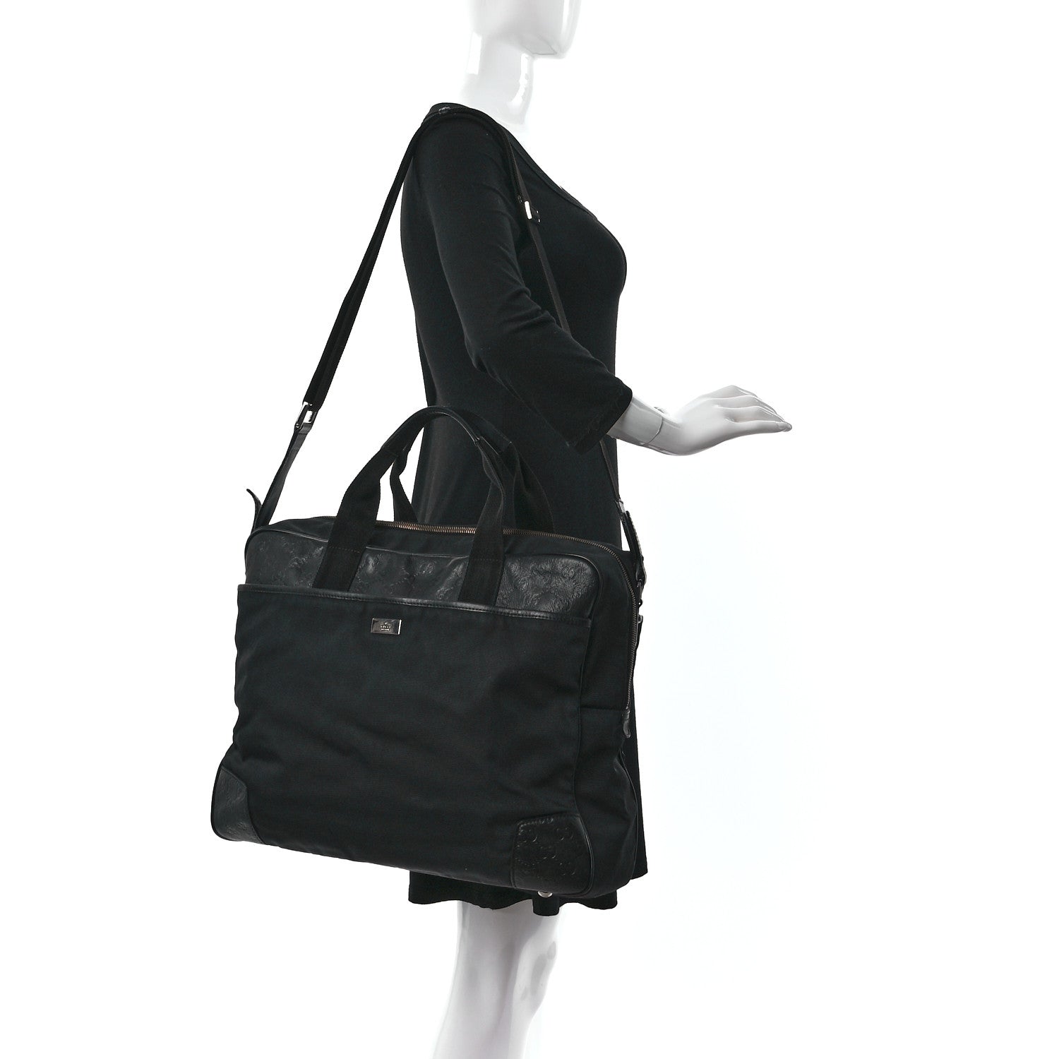 Gucci Guccissima Nylon Briefcase Black 2 of 12