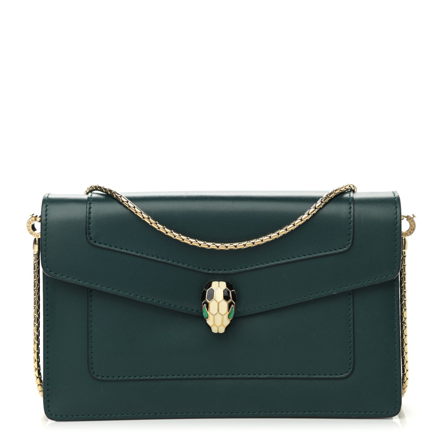 Calfskin Serpenti Forever Chain Pouch Bag Emerald Green