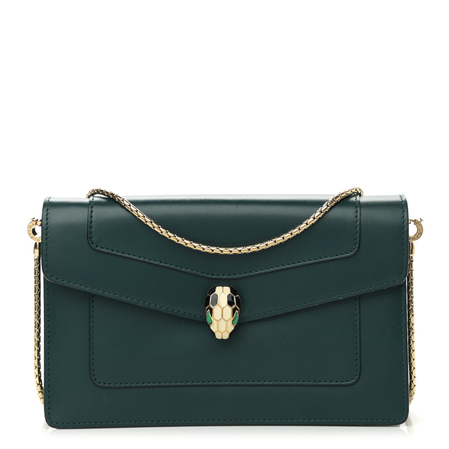 Bulgari Calfskin Serpenti Forever Chain Pouch Bag Emerald Green 1 of 11
