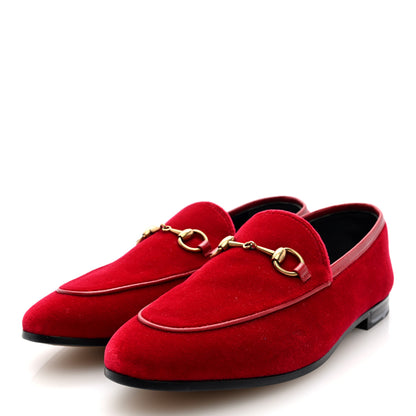 Gucci Velvet Horsebit Womens Jordaan Loafers 37 Hibiscus Red 2 of 9