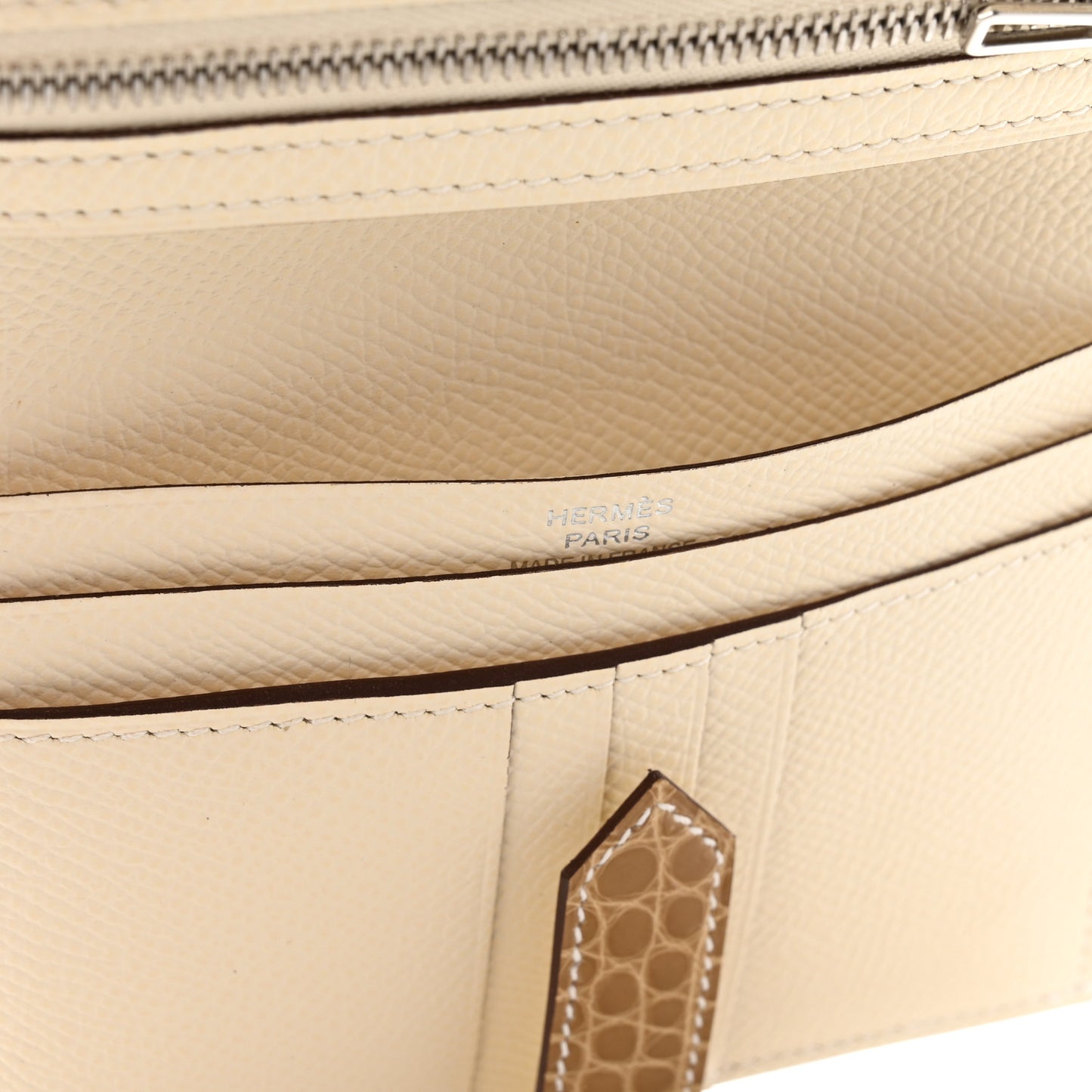 Epsom Shiny Alligator Bearn Touch Compact Wallet Nata Sable