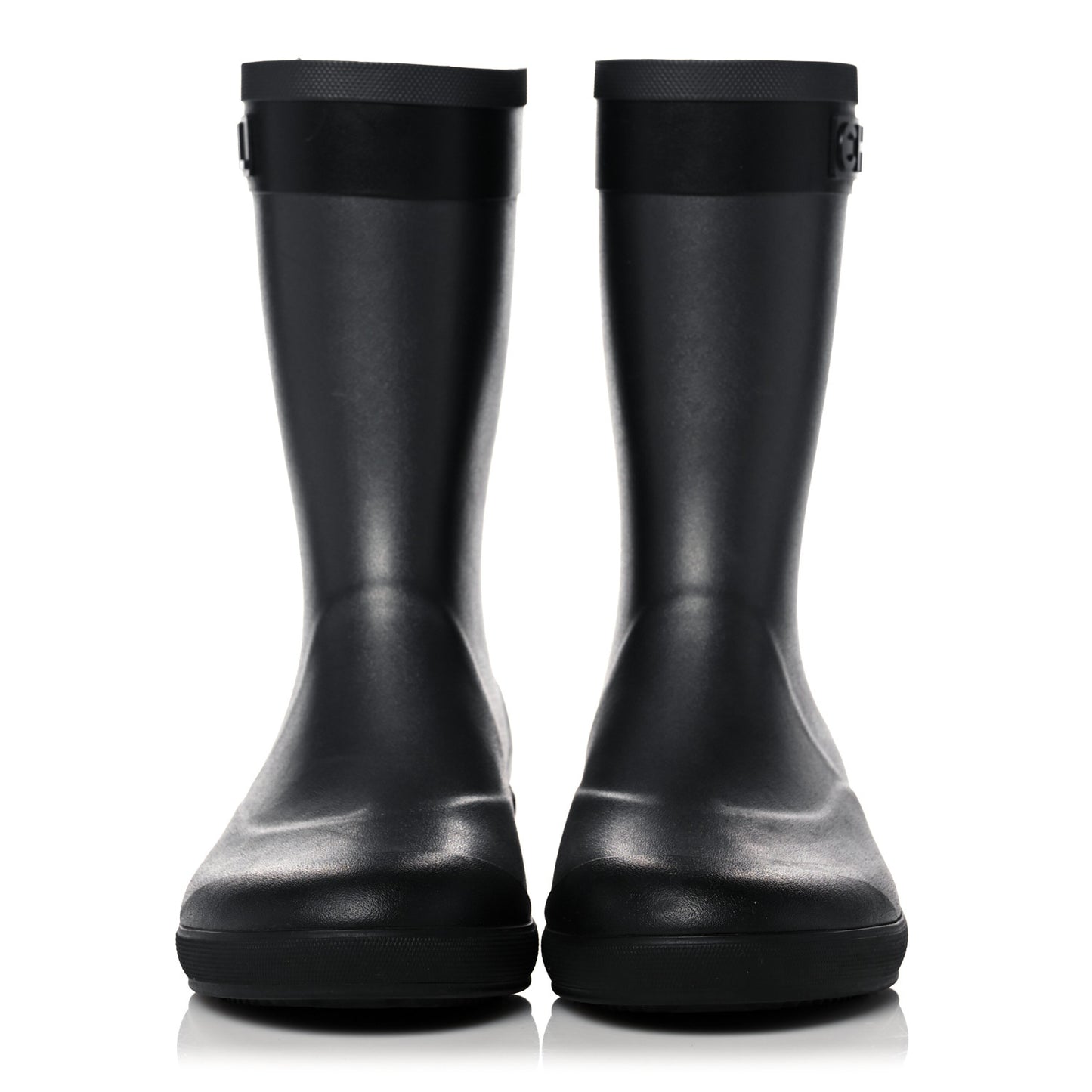 Rubber Logo Short Rain Boots 37 Black Silver