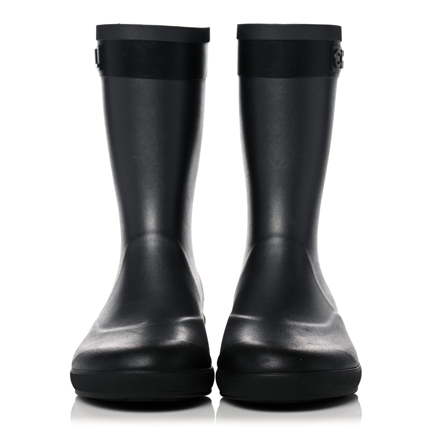 Chanel Rubber Logo Short Rain Boots 37 Black Silver 2 of 12
